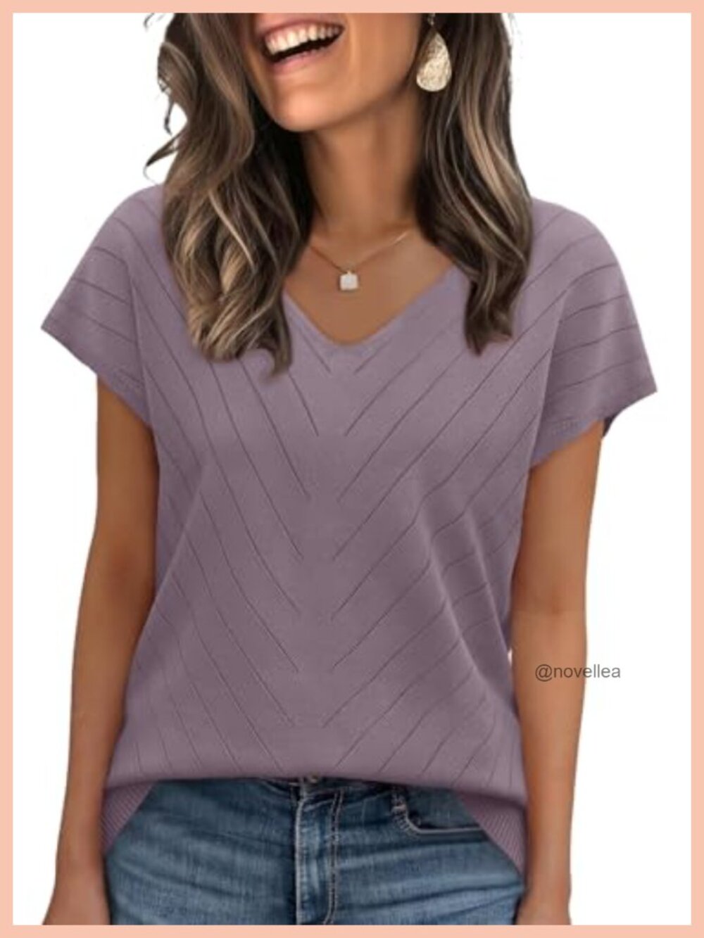 Womens V Neck Cap Sleeve Knit Pullover Sweater Lightweight Summer Office Top